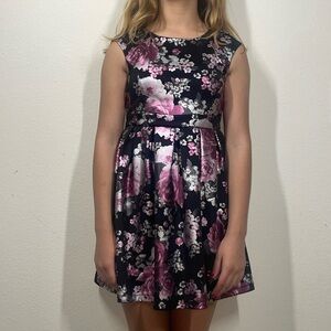 Girls black floral dress